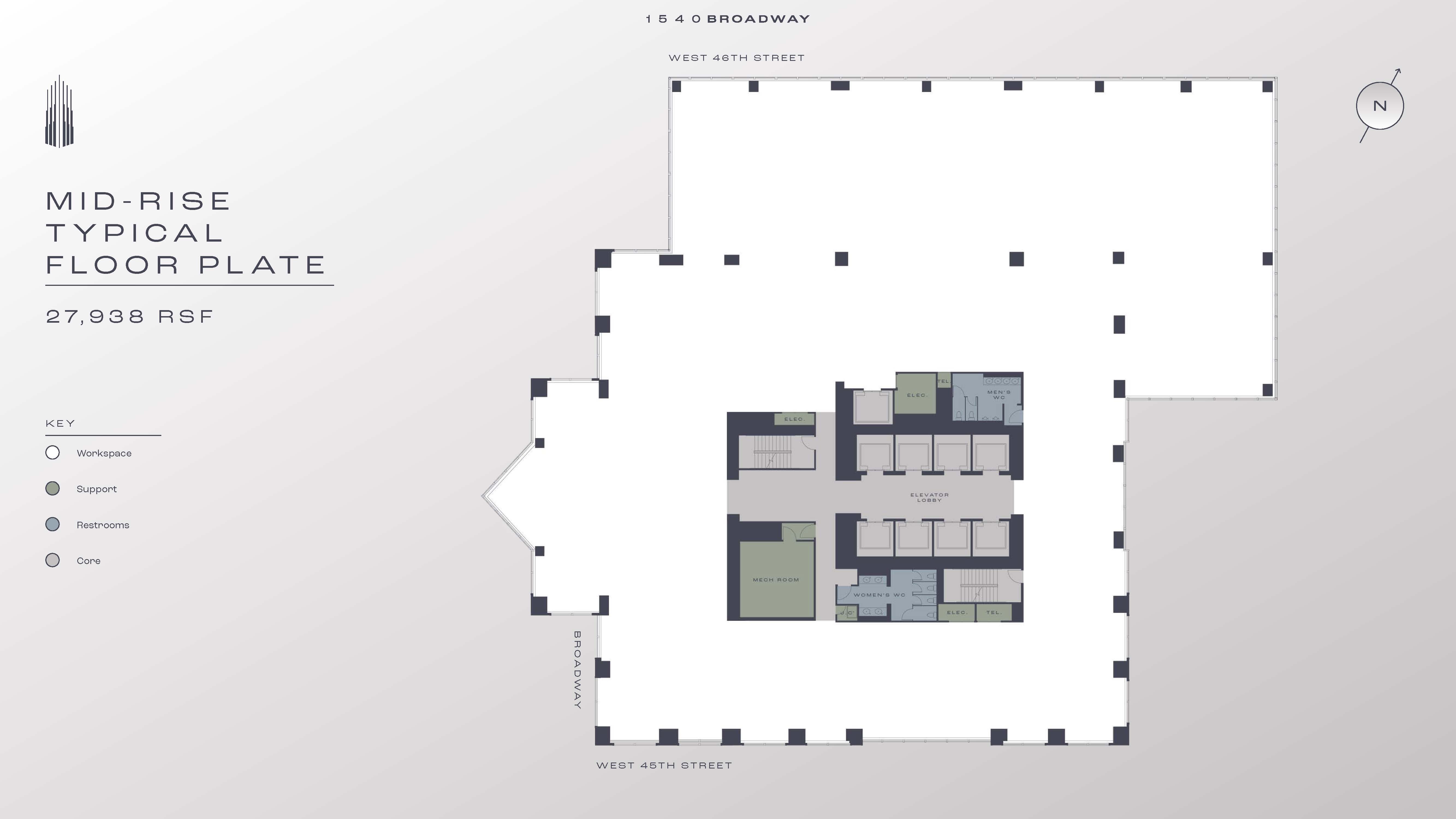 1540 Broadway - Midrise Typical Floorplate